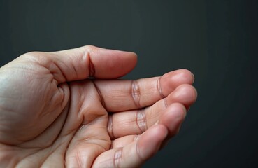 Wrinkled fingertips, pruney palm of human hand. Close up of wet skin texture after long water immersion. Physiological body response from bathing, swimming washing. Detailed human anatomy after soak