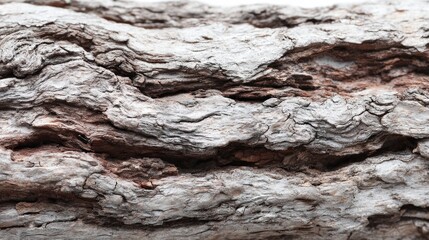 Fototapeta premium Macro shot of rough tree bark exhibiting textured layers and intricate patterns, showcasing a natural, weathered appearance