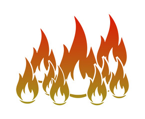 Dynamic Fire Flames Icon with Gradient Colors on White Background, Stylized Heat Energy Symbol