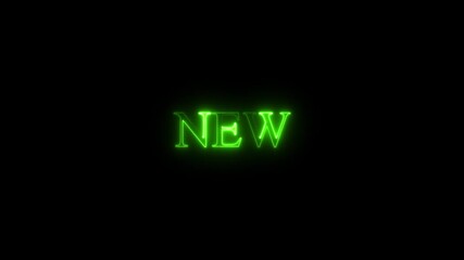 NEW neon glow text next day typography animation 4k video. NEW icon animation neon glowing cyan pink color text letter banner poster sign board. - Powered by Adobe