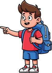 cartoon illustration of a boy with a backpack