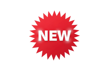 A vibrant red starburst with new in white, isolated on transparent background, perfect for highlighting new products and special offers with a bold and attentiongrabbing design