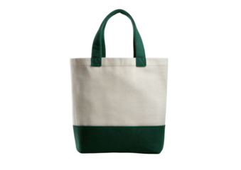 Two-tone tote. Green bottom, handles on beige cotton bag