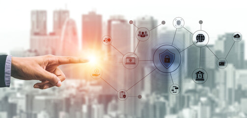 A complete cybersecurity system concept. Providing network protection for online banking, cloud...