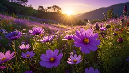 Flowers adorned with different shades of purple reflect a serene elegance 