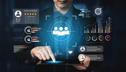 A dashboard for customer relationship management (CRM). The data analysis and market research help...