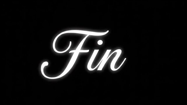 Elegant Fin Title Card on Black Background, Classic Film Ending Screen.