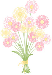 Hand-drawn Pink and Yellow Floral Bouquet Illustration