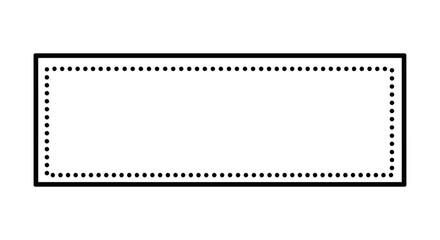 Simple black rectangular frame with a solid outer border and a dotted inner border on a white background, creating a clean graphic element.