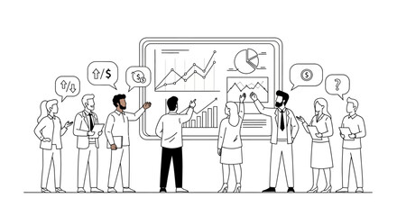 business people with speech bubbles in the city