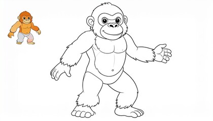 Obraz premium Gorilla, colouring book for kids, vector illustration