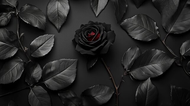 A dark rose with black leaves