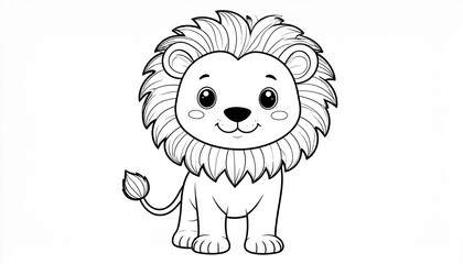 Majestic Lion Vector Illustration - Cartoon Clipart and Line Art Design