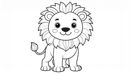 Majestic Lion Vector Illustration - Cartoon Clipart and Line Art Design