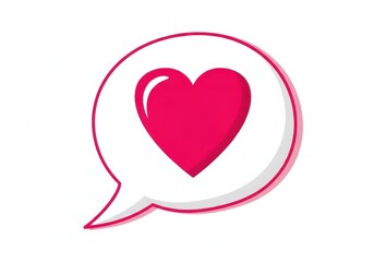 Pink heart inside a speech bubble icon, symbolizing love message or romantic communication