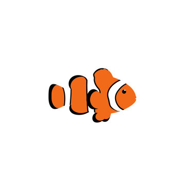 Cartoon clownfish isolated on white background
