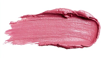 A smear of opaque, rose-colored cosmetic product against a clean white backdrop. Textured finish and precise edges are visible