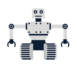 AI robot character illustration featuring modern technology, metallic details, digital elements, and cartoon styling, ideal for tech branding, apps, gaming, marketing, and innovation.