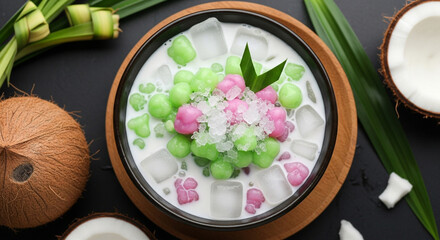 Es Cendol: Refreshing Indonesian Dessert with Coconut Milk and Green Rice Flour Jelly