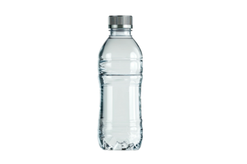 Clear bottle, silver cap, with water fill