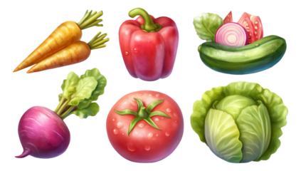 Fresh Organic Vegetables Illustration Isolated on Transparent Background