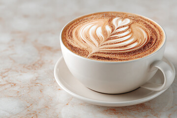 Cappuccino Coffee in White Cup &ndash; Freshly Made Hot Beverage