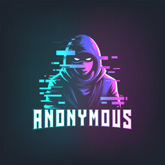 Illustration mascot mysterious hacker man logo design E-Sport.