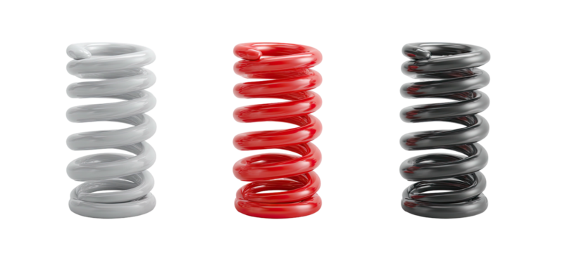 Three colorful metal springs isolated against a black background