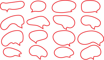 Red hand drawn speech bubble collection