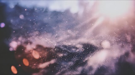 Abstract Celestial Scene With Pink and Purple Hues and Shining Particles