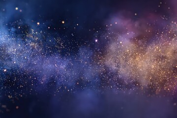 Obraz premium Abstract Nebula Style Background with Colorful Glittering Bokeh Lights on Dark Space