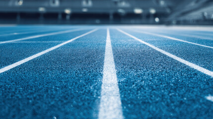 Blue running track athletic lane white line stadium surface sports facility rubber track