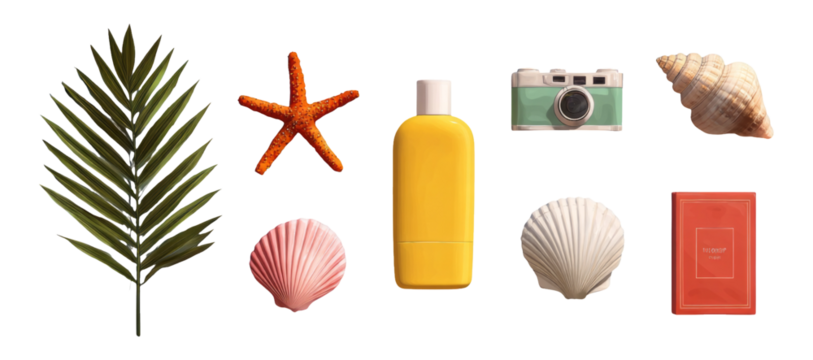 Colorful Watercolor Collection of Isolated Objects on Transparent Background for Art Projects