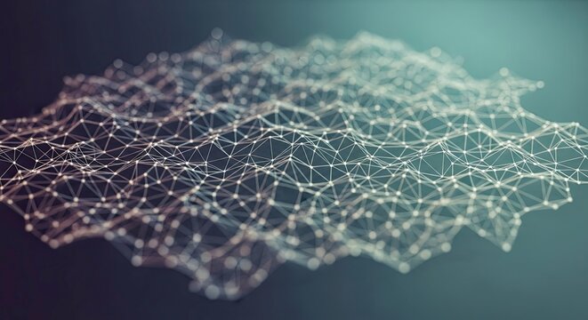 Abstract network of interconnected nodes and lines, creating a complex and futuristic web structure