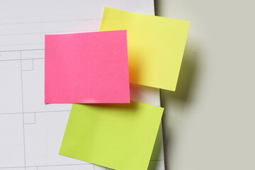 Colorful sticky notes on notebook page