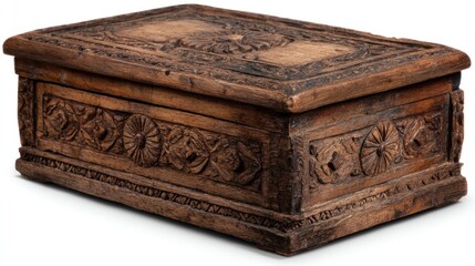 Ornate wooden box with intricate carvings