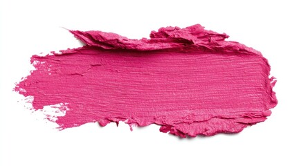 A vibrant fuchsia lipstick smear on a white background