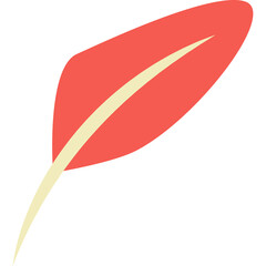 Red Quill Feather Icon with Yellow Accent on Transparent Background