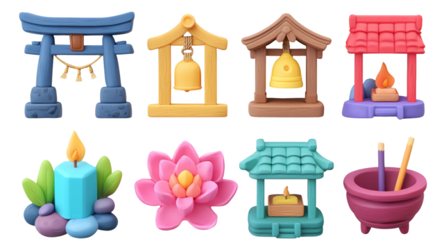 Enchanted Mountain Shrine Isolated with Transparent Background for Fantasy Art