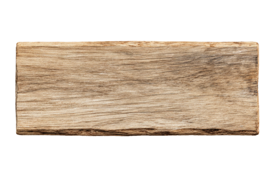 Rectangular, weathered wooden plank with rough edges