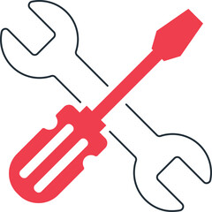 Red Screwdriver And Wrench Tools Crossed On Transparent Background Representing Repair And Maintenance Services