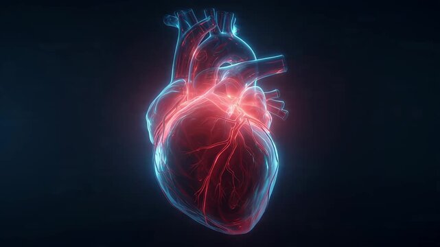 Beating Human Heart Xray View Healthy Medical Background Loop