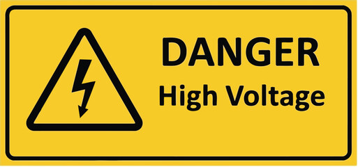 Obraz premium Warning sign danger high voltage electrical hazard symbol caution safety alert vector