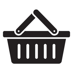 black and white vector icons featuring various picnic and shopping baskets, symbolizing commerce, grocery, storage, and outdoor leisure