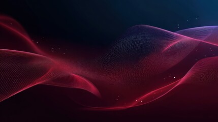 Abstract flowing red waves on dark backdrop, with bright white speckles effect