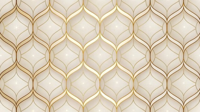 Minimal Moroccan Trellis Pattern in Soft Gold on Cream &ndash; Seamless Luxury Wallpaper