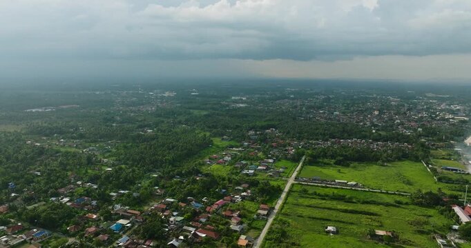 Tropical downtown with residential area. Tagum City, Davao del Norte. Philippines.