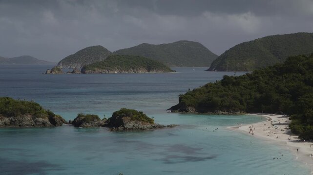 An overlook of Trunk Bay, St. John&rsquo;s, USVI in the mid afternoon