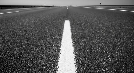 A Grayscale Perspective Of An Open Roadway Leading Into The Horizon Destination