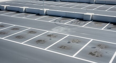 A High-Angle Perspective of A Modern Car Parking Area and Gray Empty Spaces